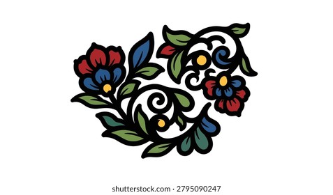 Vibrant floral design with leaves