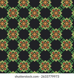 Vibrant Floral Diamond Grid Bold Repetition in Warm Hues