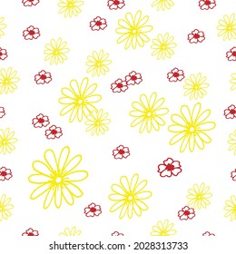 Vibrant Floral Illustration: Explore this stock vector featuring a beautiful flower illustration in yellow and red hues on a crisp white background. Ideal for creating lively and nature-inspired art