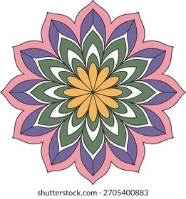 Padrão de mandala floral vibrante com design geométrico simétrico