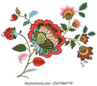 Vibrant Floral Pattern Design for Fabric or Wallpaper
