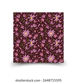 Vibrant Floral Pattern with Flowers, Berries, and Leaves