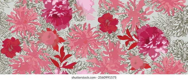 Vibrant Floral Print Seamless Pattern for Textiles
