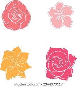 Vibrant floral set: Burst of colorful blooms, a joyful collection of diverse, vivid flowers. Perfect for adding cheer to any project