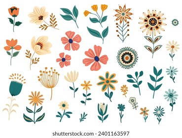 Vibrant floral vector set. Features a variety of summer and spring flowers, leaves, and bouquets. Perfect for garden, gift, and romantic designs.