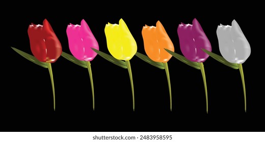 vibrant  florals and, flowers, 3d tulips . Spring wedding invitations. Easter cards thanks giving . All elements are isolated and editable. 