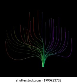 Vibrant Flow on Black Background for Data Visualisation Concept. Vector Pattern