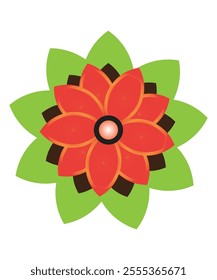 A vibrant flower illustration combining green and red petals, perfect for eco-themed projects or floral decorations.