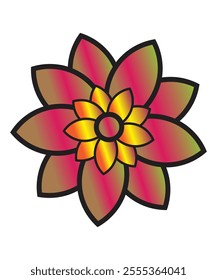 A vibrant flower with pink and yellow petals, creating a harmonious and cheerful look for various creative projects.
