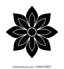 vibrant flower silhouette vector on white background