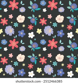 Vibrant flowers arranged in a seamless pattern
