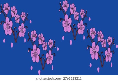 Vibrant flowers on a bark green background welcome spring,perfect for fabric patterns,wallpaper,paper,and decoration.