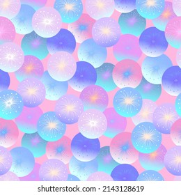 Vibrant flowers in soft pinks and blues. Vector illustration. Pattern.