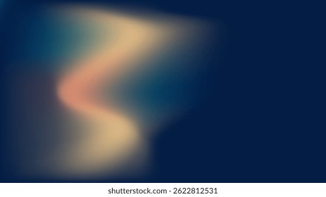 Uma onda abstrata vibrante e fluente em cores suaves contra um pano de fundo escuro.