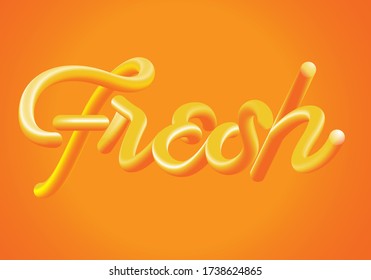 Vibrant and fluid gradient lettering. Vector typography of the word fresh. Fresh typography.