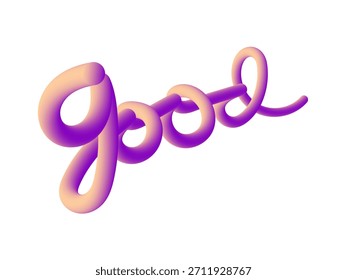 Vibrant Fluid Gradient Tubular Script Lettering da Palavra Boa