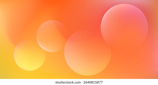 Vibrant fluid orange, red and yellow vector mesh gradient background with light round shapes. Soft shiny sun digital watercolor print for fire flame concept, lava explosion design, liquid banner