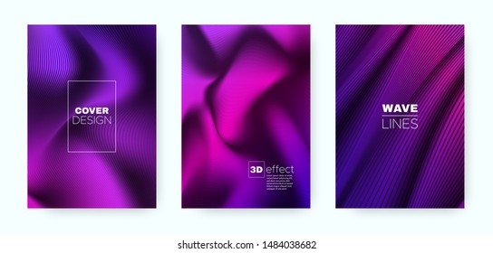 Vibrant Fluid Poster. Modern Cover. Violet Dynamic Illustration. Vibrant 3d Movement Halftone Texture. Fluid Poster. Minimal Cover. Business Brochure. Flow Poster. Magenta Illustration.