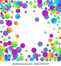 Vibrant flying confetti decoration vector illustration. Rainbow round particles christmas vector. Surprise burst falling confetti. Holiday celebration decoration background. Joy particles.