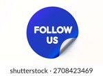 Vibrant Follow Us call to action sticker in blue with a peeled corner, perfect for social media promotion. Vector illustration