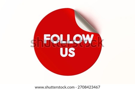 Vibrant Follow Us call to action sticker in red with a peeled corner, perfect for social media promotion. Vector illustration