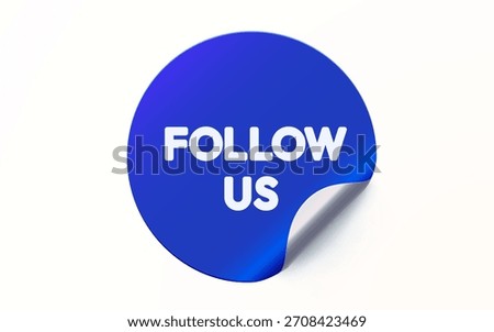Vibrant Follow Us call to action sticker in blue with a peeled corner, perfect for social media promotion. Vector illustration