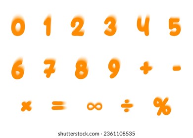 Lebhaftes Schriftdesign, orangefarbene Zahlen und mathematische Symbole. Vektorgrafik