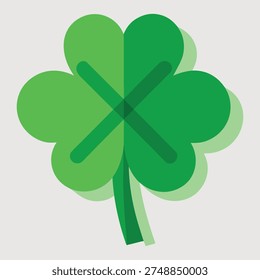 Vibrant Four-Leaf Shamrock Illustration for St. Patrick's Day Celebrations, Luck, and Irish Heritage Designs - Vector Graphic