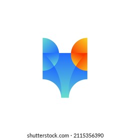 Lebhafter Fox Wolf Tier in File Paper Origami Form Logo Design Vektor