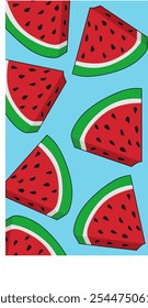 vibrant and fresh pattern of watermelon slices. Perfect for summer-themed designs, food blogs, kitchen decor, and wallpaper