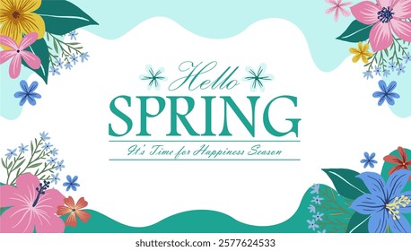 A vibrant and fresh spring-themed background featuring colorful flowers. perfect for seasonal promotions, greeting cards, social media posts, invitations, banners, and nature-related designs.