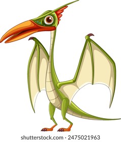 A vibrant, friendly-looking flying dinosaur