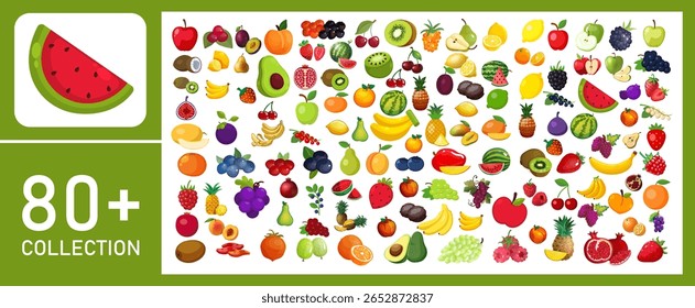 Vibrant Fruit Collection: 80+ Healthy Organic Food vector clipart design icon set