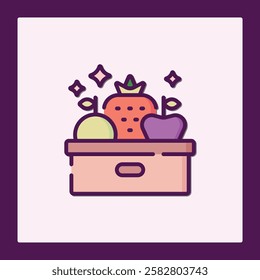 Vibrant Fruit Icon in a Box, Fresh and Delightful Design