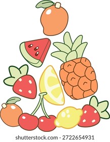 Ilustración vectorial de pila de fruta vibrante
