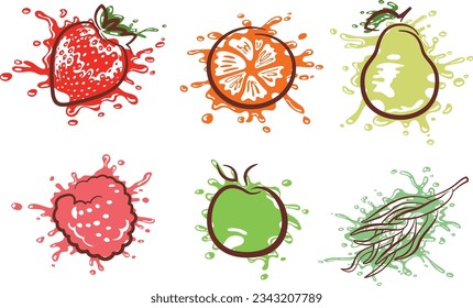 Vibrant Fruit Splash with Strawberries, Oranges, Grapefruits, Raspberries, Green Apple, and Herbs