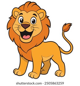 Vibrant full-body illustration of a joyful lion, perfect for lively and creative digital projects!