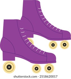 Vibrant and Fun Illustration featuring Retro Rollerskate Boots, for Active Skating Activity. This Vintage inspired design brings Nostalgic vibes from the 70s, 80s, and 90s. Classic Childhood memories.