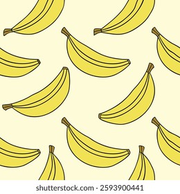 A vibrant and funny banana-themed seamless pattern. Perfect for textiles, wallpapers, packaging, and digital designs. High-quality vector illustration with a playful, tropical vibe.