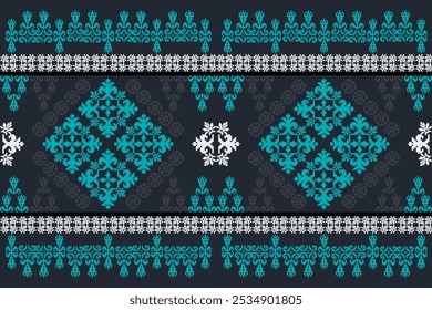 A vibrant fusion of traditional tribal patterns, blending Aztec-inspired designs with ethnic embroidery. This pixelated fabric print showcases intricate Tribal motifs, creating a rich, native-inspired