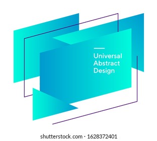 Vibrant futuristic regular elements. Universal dynamical forms and sharp lines. Light blue background with white text. Template for flyer, poster or ad. Vector illustration.