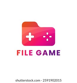 Vibrant game file logo with a retro pixel art controller design. Perfect for gaming apps, software, or digital storage. Modern gradient colors for a tech-savvy audience.