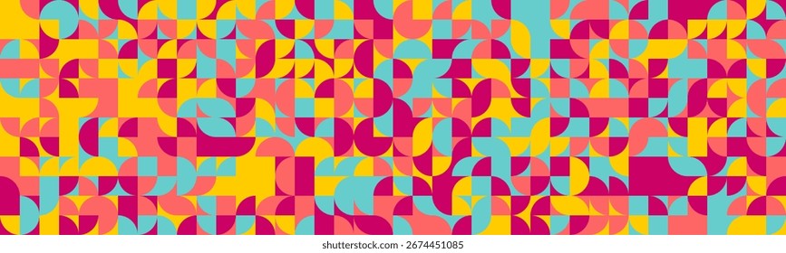 Vibrant geometric abstract background.  Perfect for modern designs, websites, and social media. This dynamic, colorful pattern evokes energy and creativity.