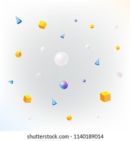 Vibrant geometric abstract background with simple shapes in hipster style. Colorful design for yor brochure or flyer project, cover, print, presentation, poster. Minimal design vector illustration.