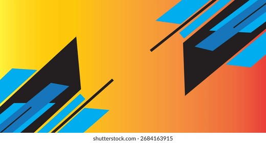 Vibrant Geometric Abstract Background with Yellow, Orange, Blue, and Black Shapes