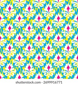 Vibrant geometric abstract pattern with symmetrical diamond and line shapes creating a modern optical texture. Perfect for textile prints, packaging, wallpapers, and digital backgrounds.
