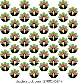 Vibrant geometric abstract pattern with symmetrical diamond and line shapes creating a modern optical texture. Perfect for textile prints, packaging, wallpapers, and digital backgrounds.
