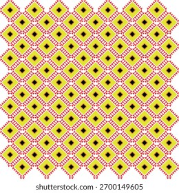 Patrón abstracto geométrico vibrante con Formas simétricas de diamantes y líneas que crean una textura óptica moderna. Perfecto para impresiones textiles, empaques, Fondos de pantalla y fondos digitales.
