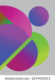 Vibrant Geometric Abstraction with Colorful Gradient Shapes on Gray