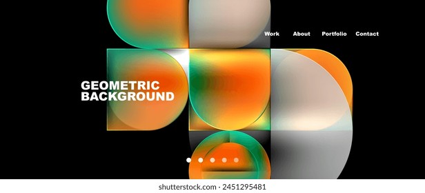 A vibrant geometric background with circles and squares in shades of amber, orange, and black. Inspired by automotive lighting, featuring rectangles and circles resembling gas tanks and headlights